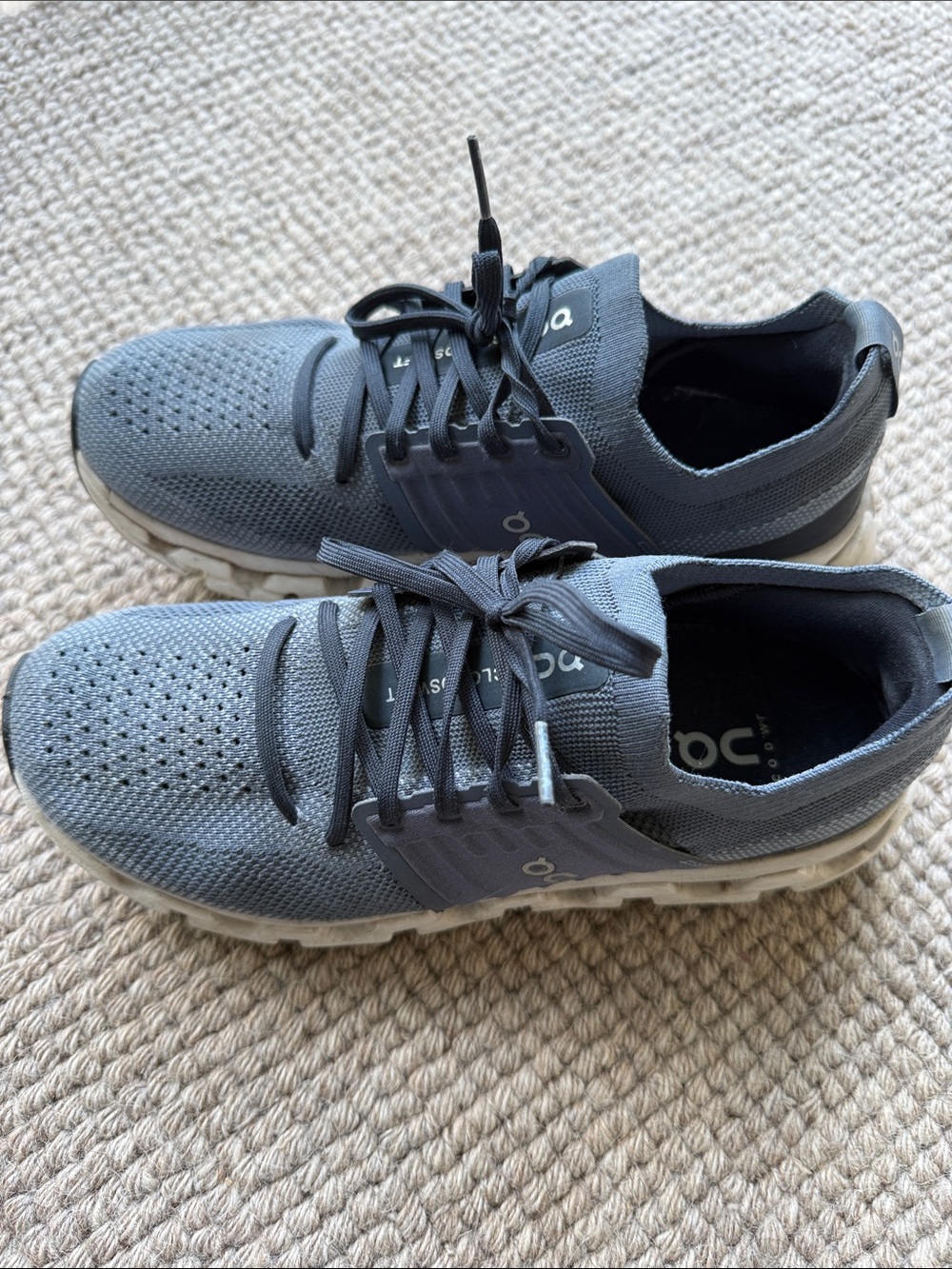 On Women's Cloud Running Shoes in Blue and White - Picture 2 of 4